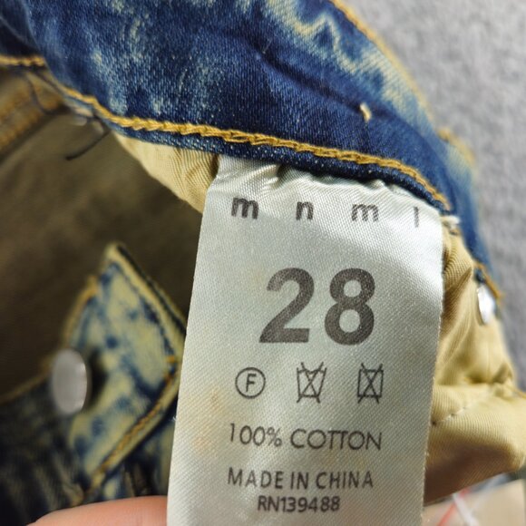 mnml X146 Stretch Denim Jeans Mens 28 Blue Distressed Slim Fit Stacked Skinny - Picture 4 of 16